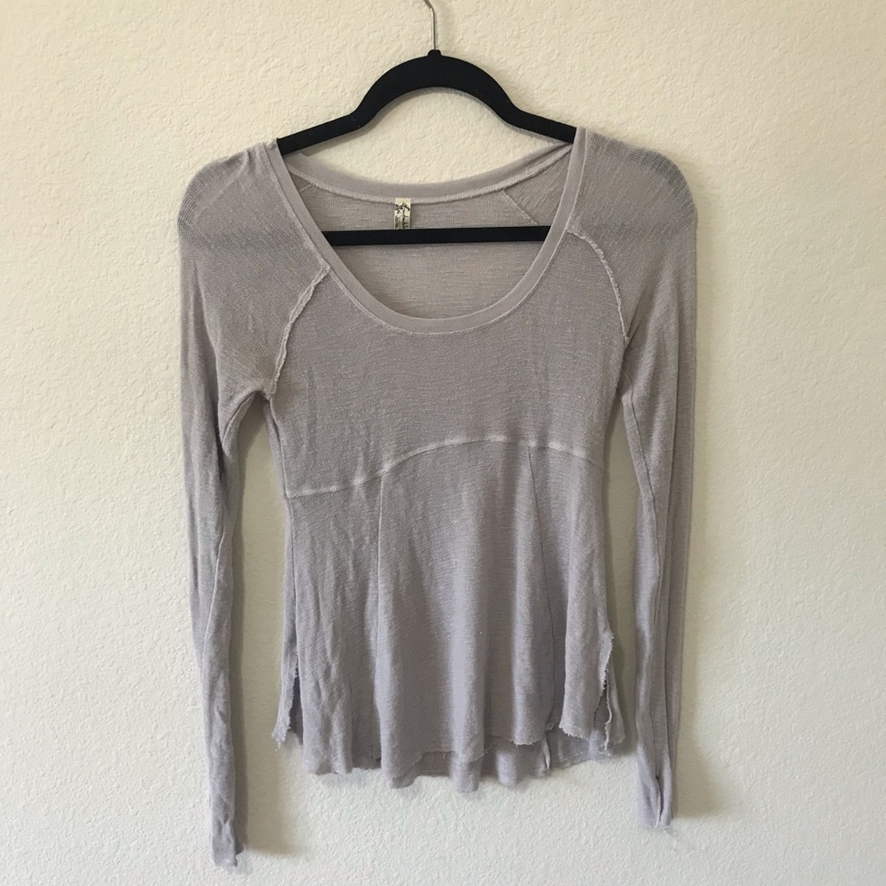 grey long sleeve top
